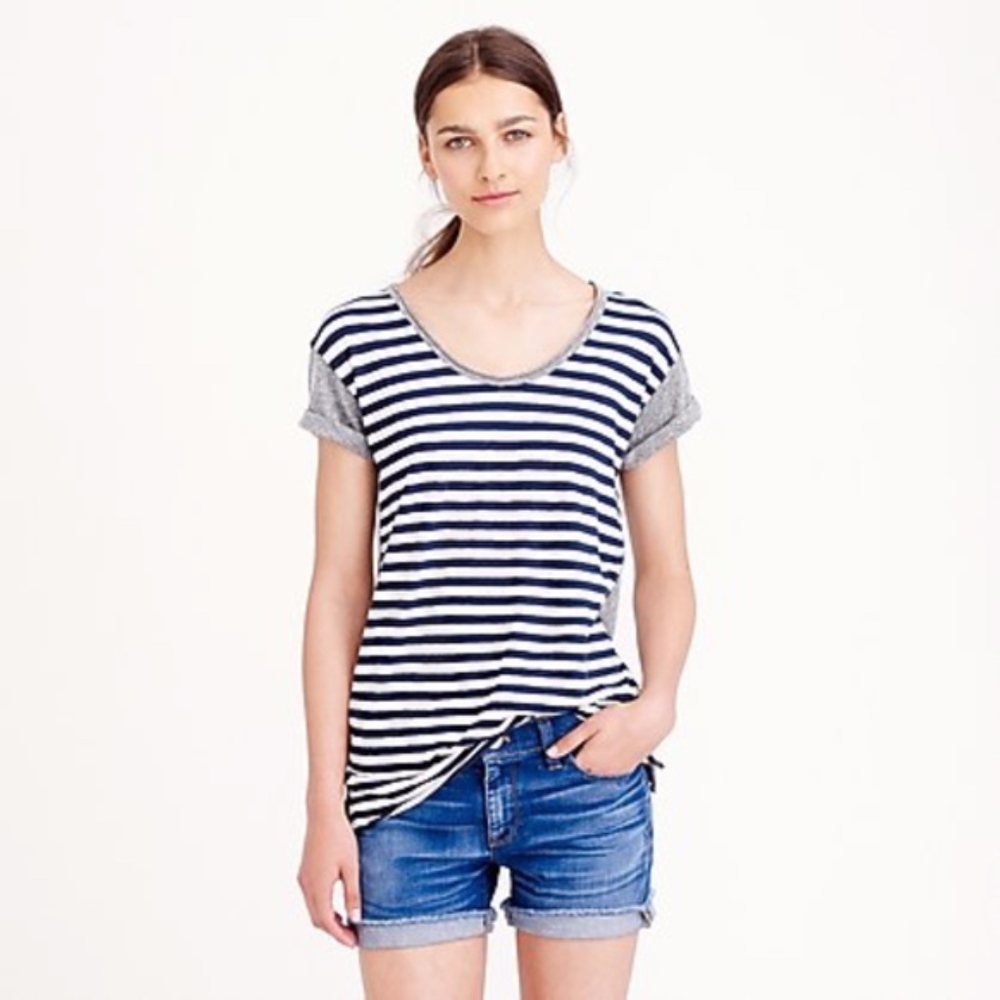 J.Crew Striped Colorblock VTG Scoop Neck T-Shirt